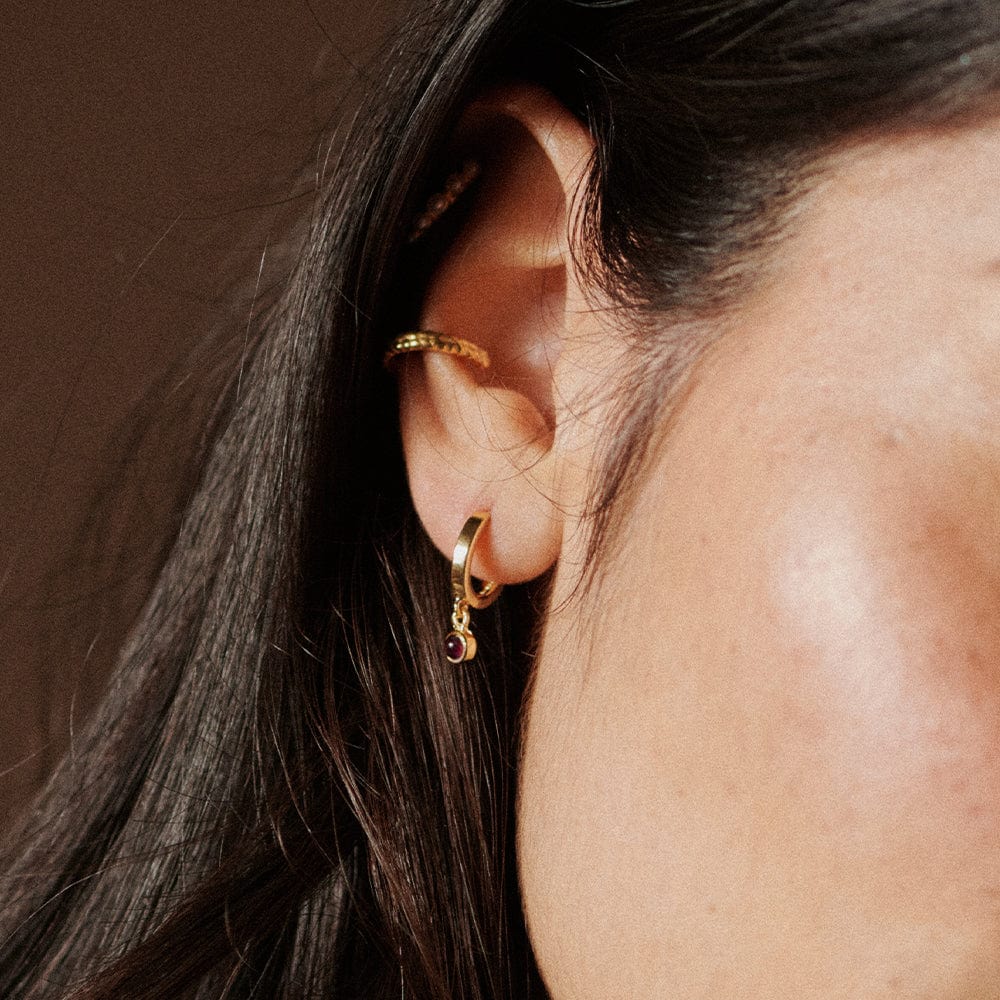 Daisy London 18ct Gold Plate Amethyst Healing Huggie Hoops - MococoDaisy LondonHE3002_GP5056104108895Earrings