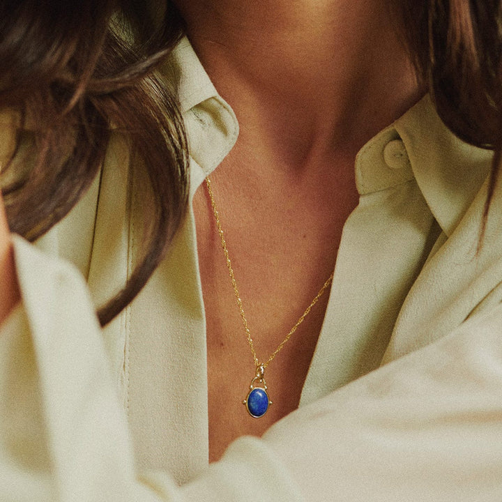 Daisy London 18CT Gold Plate Amulet Lapis Necklace 1