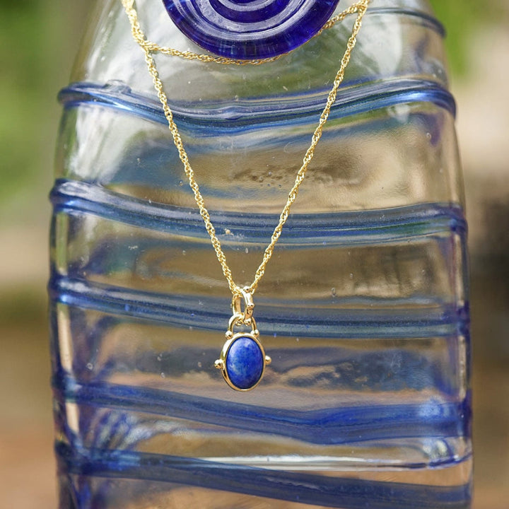 Daisy London 18CT Gold Plate Amulet Lapis Necklace 4