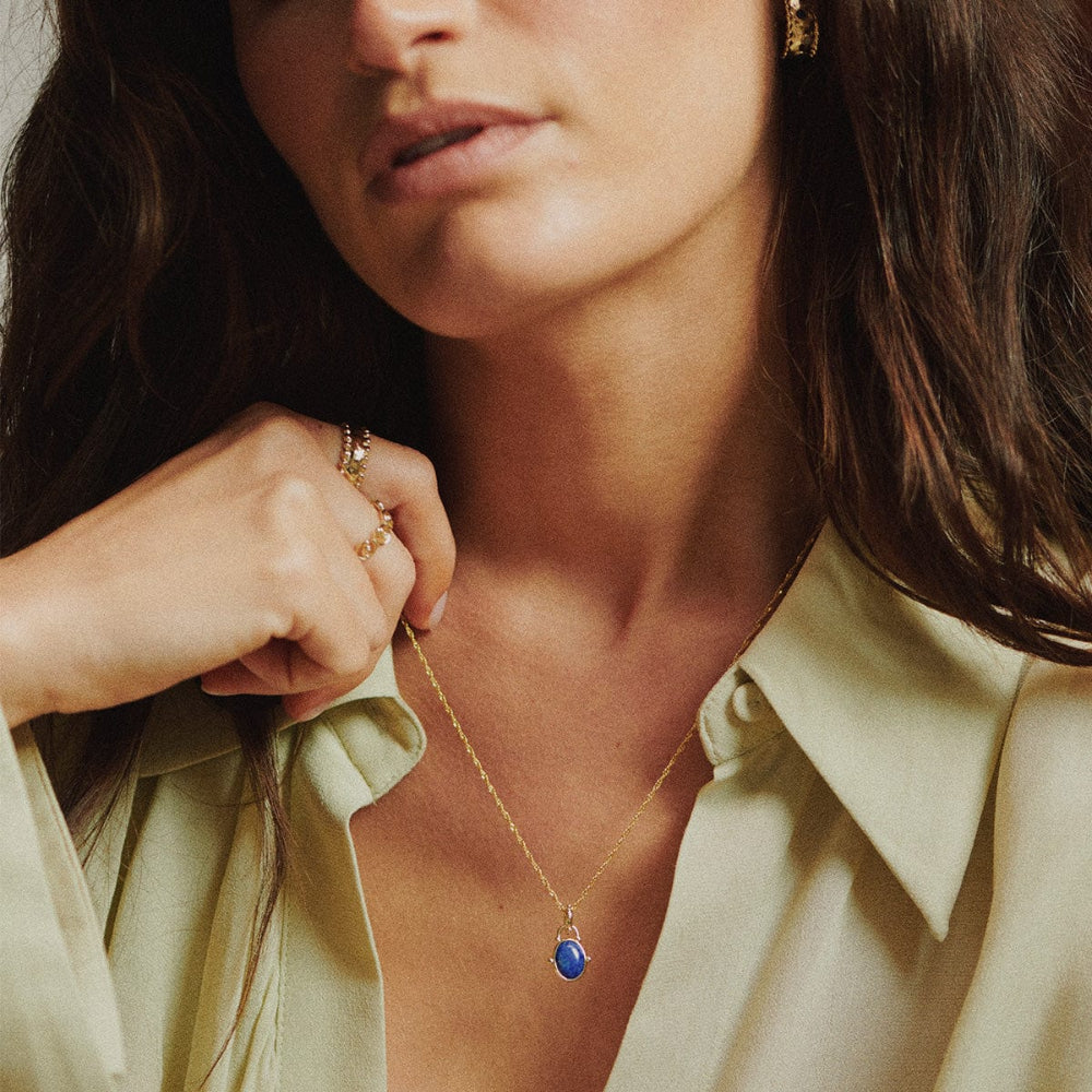 Daisy London 18CT Gold Plate Amulet Lapis Necklace 5