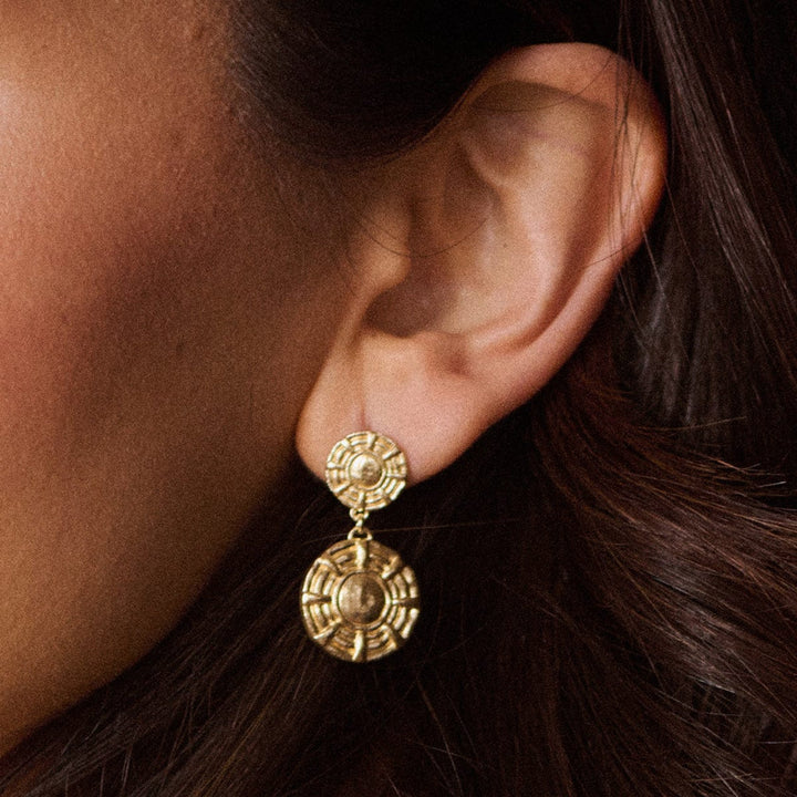 Daisy London 18CT Gold Plate Apollo Double Drop Earrings 1
