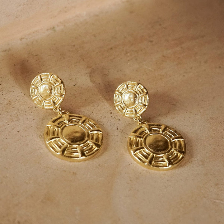 Daisy London 18CT Gold Plate Apollo Double Drop Earrings 2