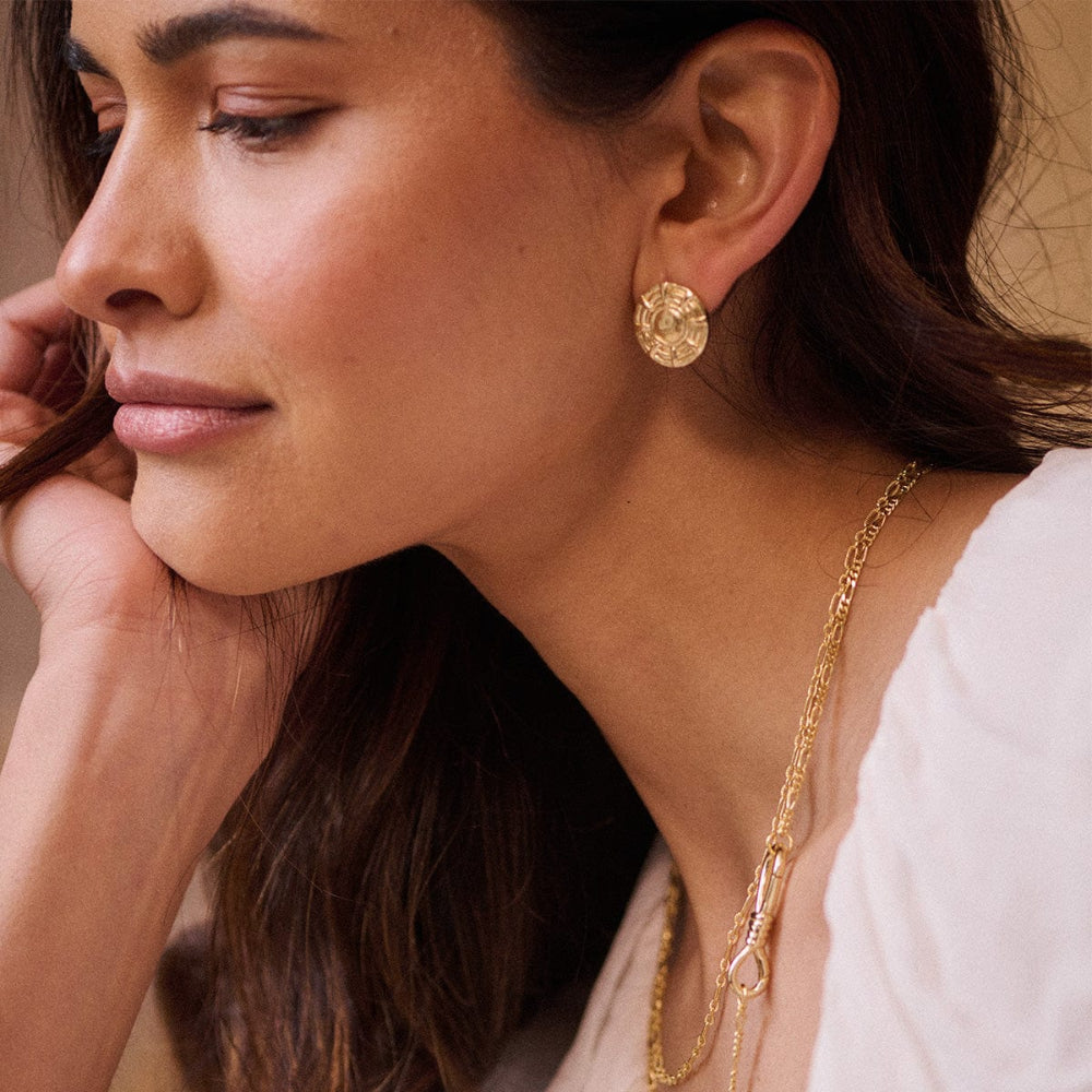 Daisy London 18CT Gold Plate Apollo Oversized Stud Earrings 1