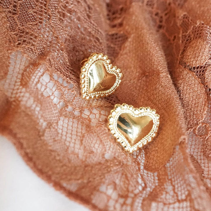 Daisy London 18ct Gold Plate Bobble Heart Stud Earrings - MococoDaisy LondonHTE03_GPEarrings