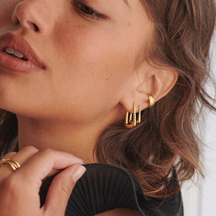 Daisy London 18ct Gold Plate Bold Creole Earring Stack - MococoDaisy LondonGSET105Earrings