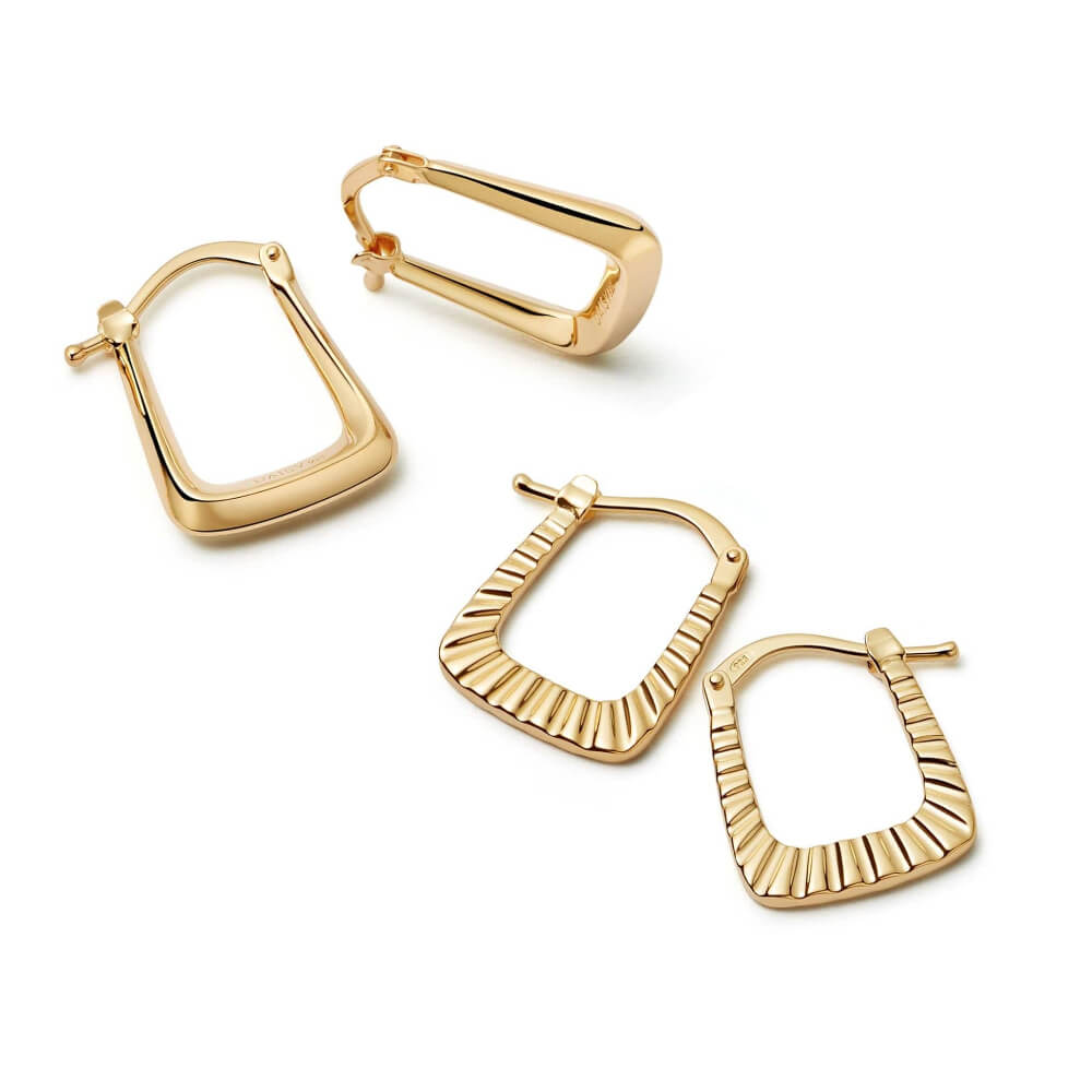 Daisy London 18ct Gold Plate Bold Creole Earring Stack - MococoDaisy LondonGSET105Earrings