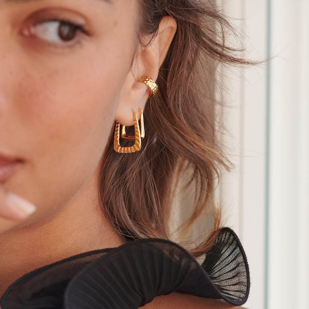 Daisy London 18ct Gold Plate Bold Creole Earring Stack - MococoDaisy LondonGSET105Earrings
