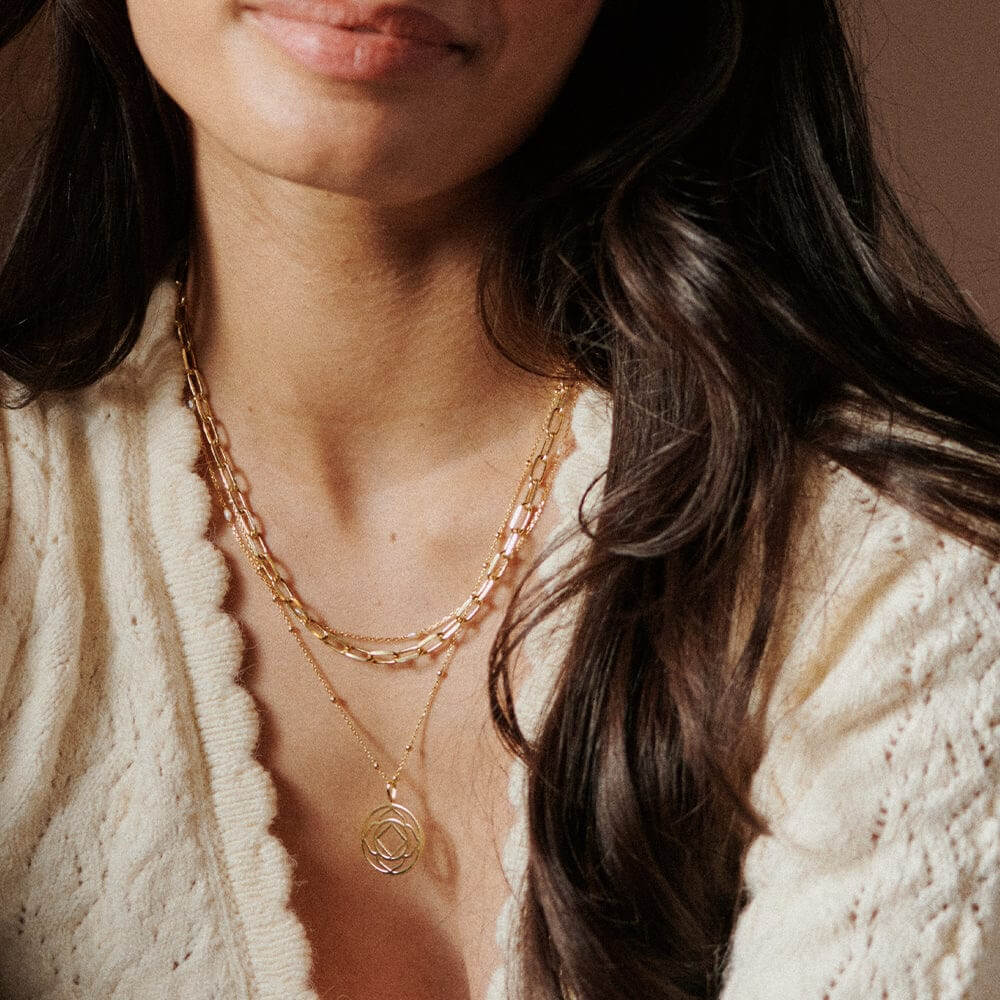 Daisy London 18ct Gold Plate Chakra Necklace-Base Stability image 1