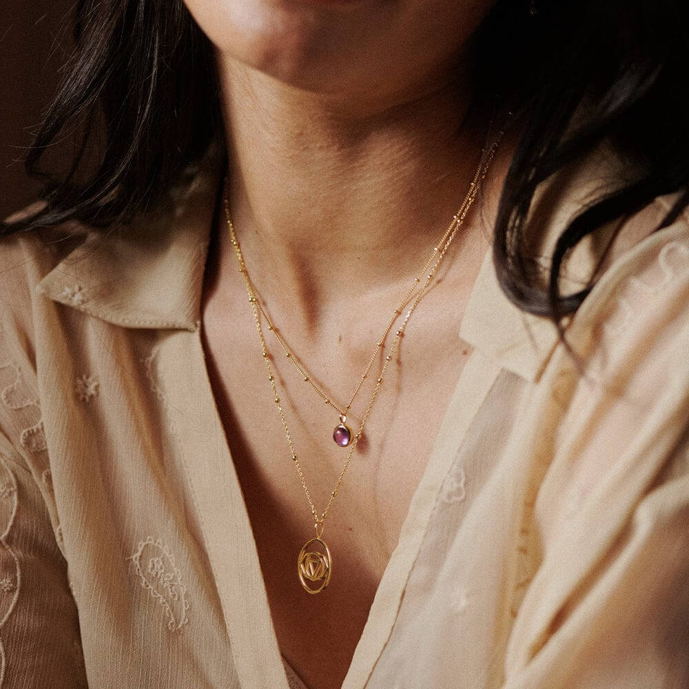 Daisy London 18ct Gold Plate Chakra Necklace-Brow Intuition image 2