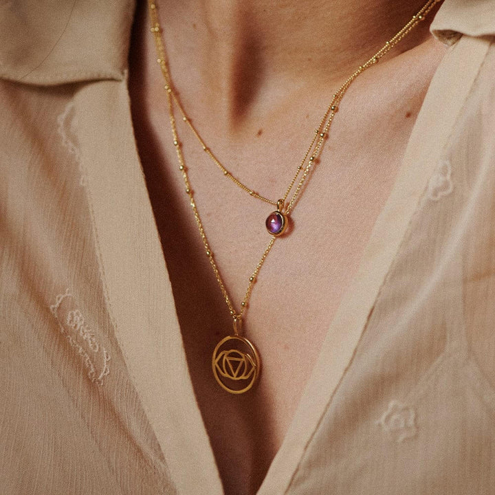 Daisy London 18ct Gold Plate Chakra Necklace-Brow Intuition image 3