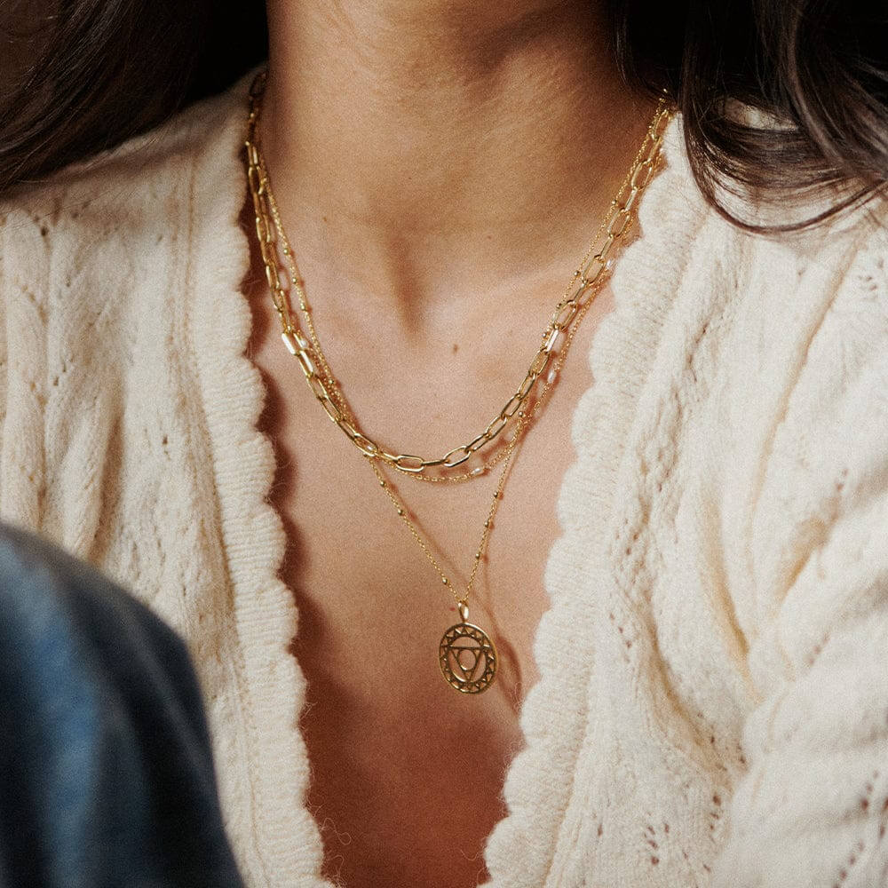 Daisy London 18ct Gold Plate Chakra Necklace-Throat Communication image 1