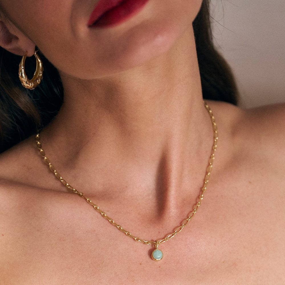 Daisy London 18ct Gold Plate Chunky Amazonite Healing Stone Necklace image 1