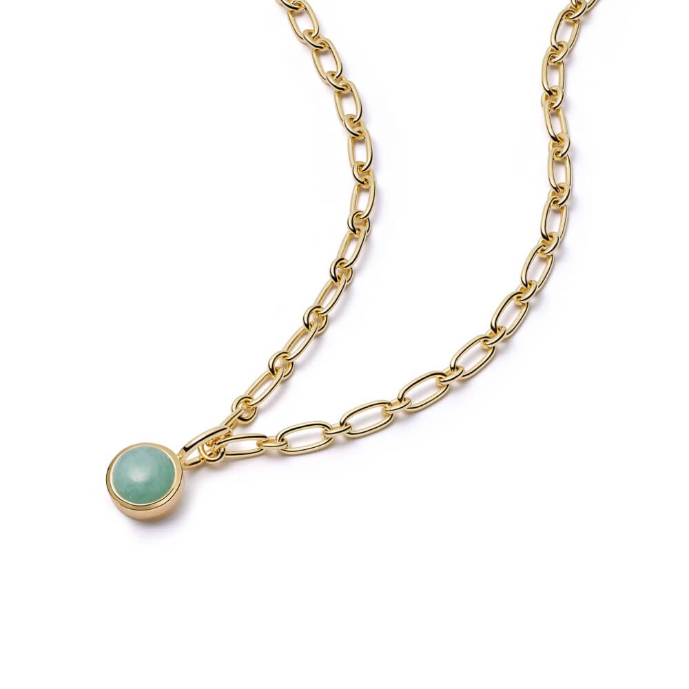 Daisy London 18ct Gold Plate Chunky Amazonite Healing Stone Necklace image