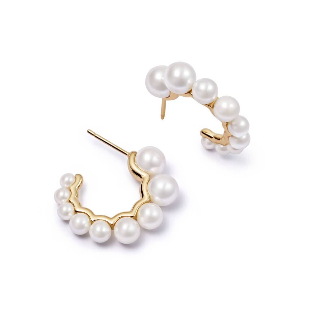 Daisy London 18ct Gold Plate Chunky Pearl Hoop Earrings - MococoDaisy LondonBPE04_GPEarrings