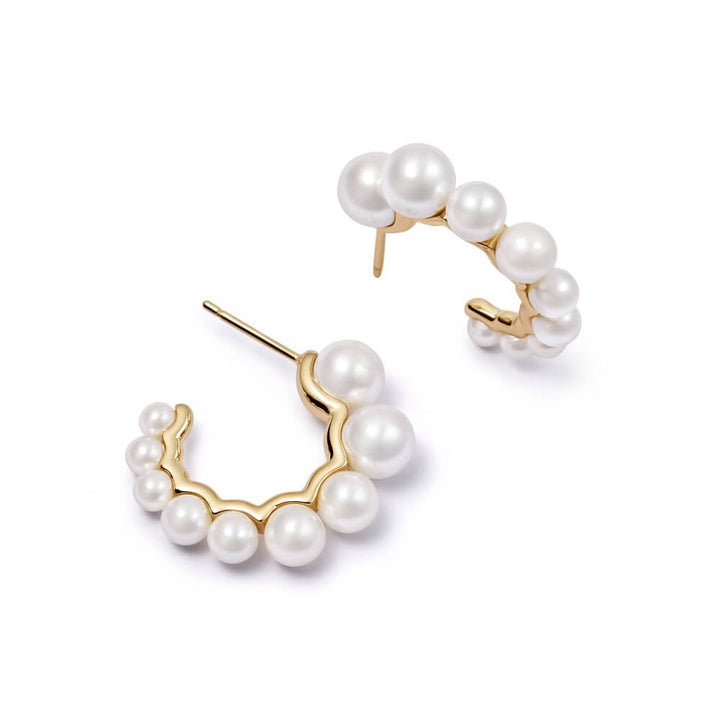 Daisy London 18ct Gold Plate Chunky Pearl Hoop Earrings - MococoDaisy LondonBPE04_GPEarrings