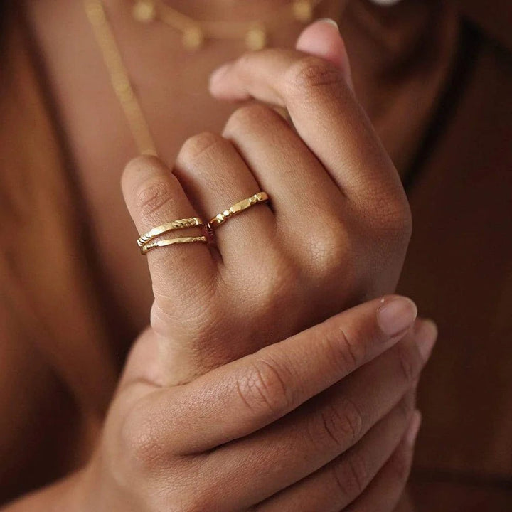 Daisy London 18ct Gold Plate Chunky Stacked Ring - MococoDaisy LondonSRB9004_GP_S5056104104101Rings