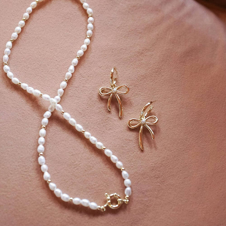 Daisy London 18ct Gold Plate Daisy Bow Large Drop Earrings - MococoDaisy LondonBPE05_GPEarrings