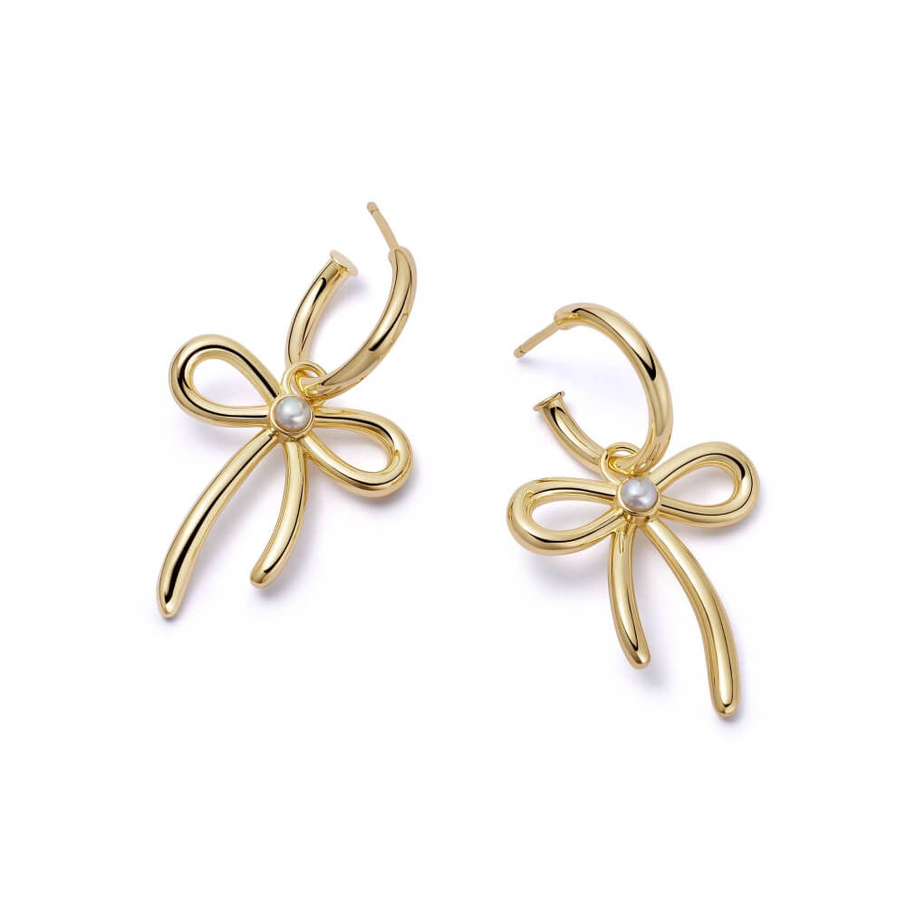 Daisy London 18ct Gold Plate Daisy Bow Large Drop Earrings - MococoDaisy LondonBPE05_GPEarrings
