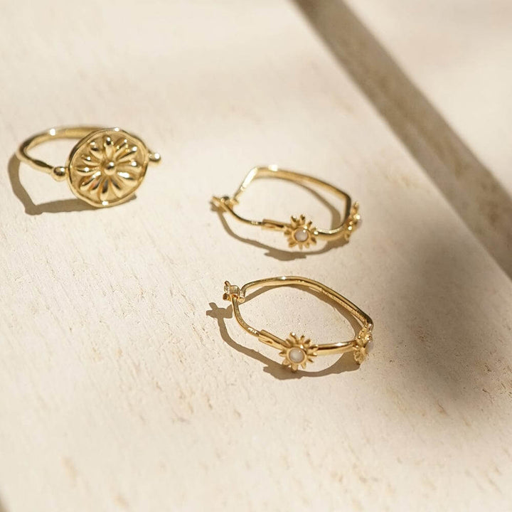 Daisy London 18ct Gold Plate Daisy Organic Mother Of Pearl Hoop Earrings - MococoDaisy LondonDBE02_GPEarrings