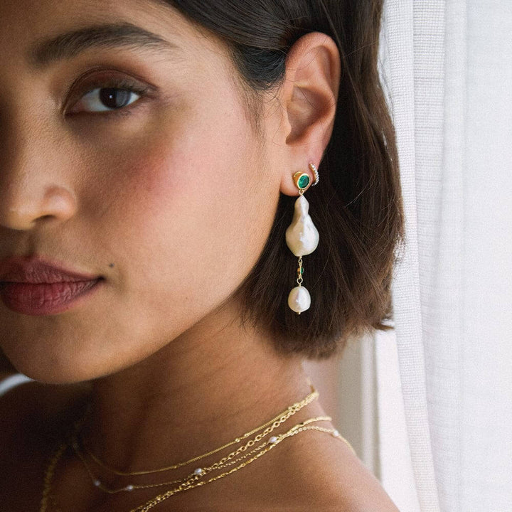 Daisy London 18ct Gold Plate Double Baroque Pearl Drop Earrings - MococoDaisy LondonSE14_GPEarrings
