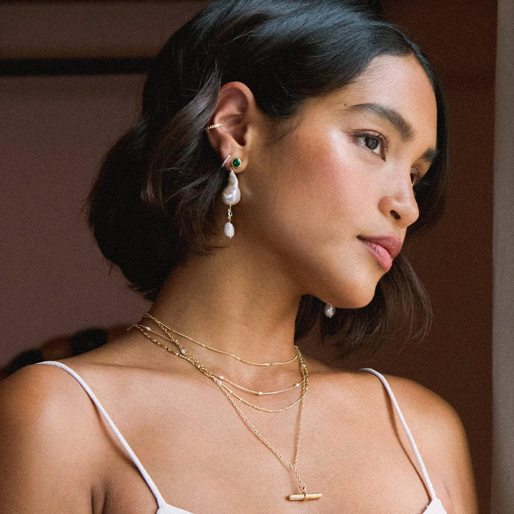 Daisy London 18ct Gold Plate Double Baroque Pearl Drop Earrings - MococoDaisy LondonSE14_GPEarrings
