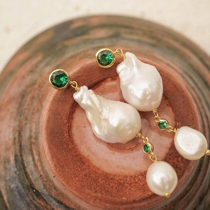 Daisy London 18ct Gold Plate Double Baroque Pearl Drop Earrings - MococoDaisy LondonSE14_GPEarrings