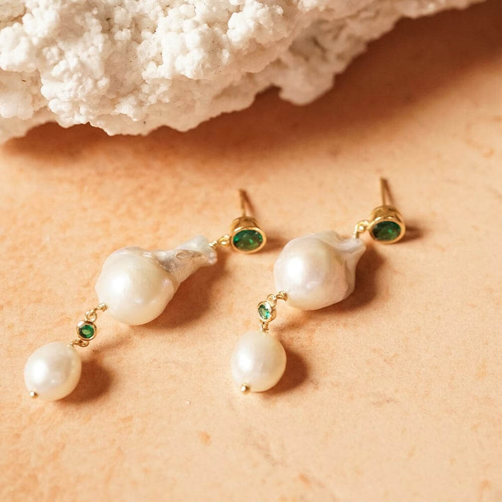 Daisy London 18ct Gold Plate Double Baroque Pearl Drop Earrings - MococoDaisy LondonSE14_GPEarrings