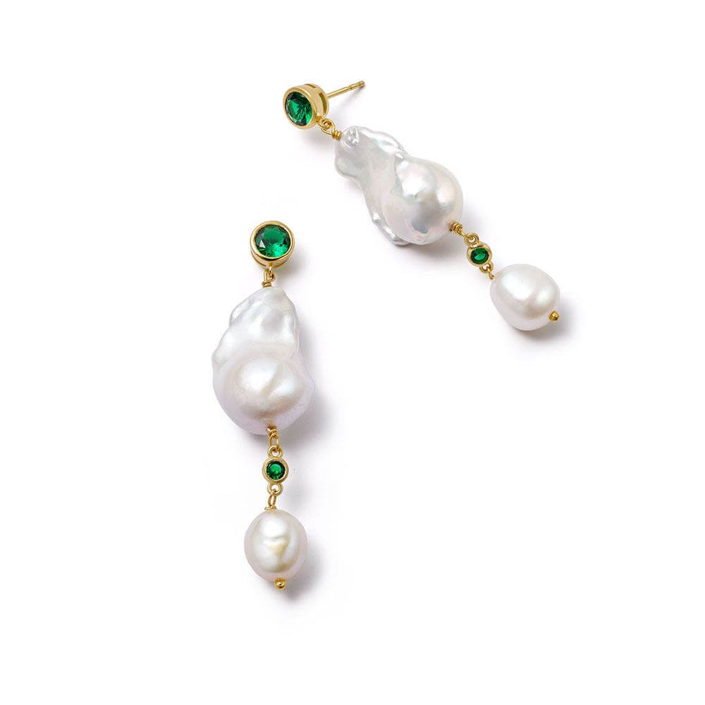 Daisy London 18ct Gold Plate Double Baroque Pearl Drop Earrings - MococoDaisy LondonSE14_GPEarrings
