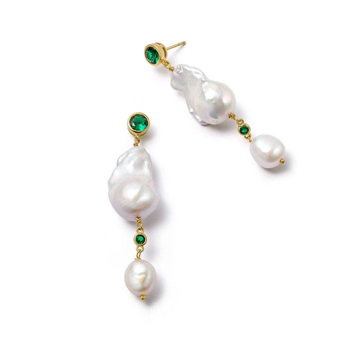 Daisy London 18ct Gold Plate Double Baroque Pearl Drop Earrings - MococoDaisy LondonSE14_GPEarrings
