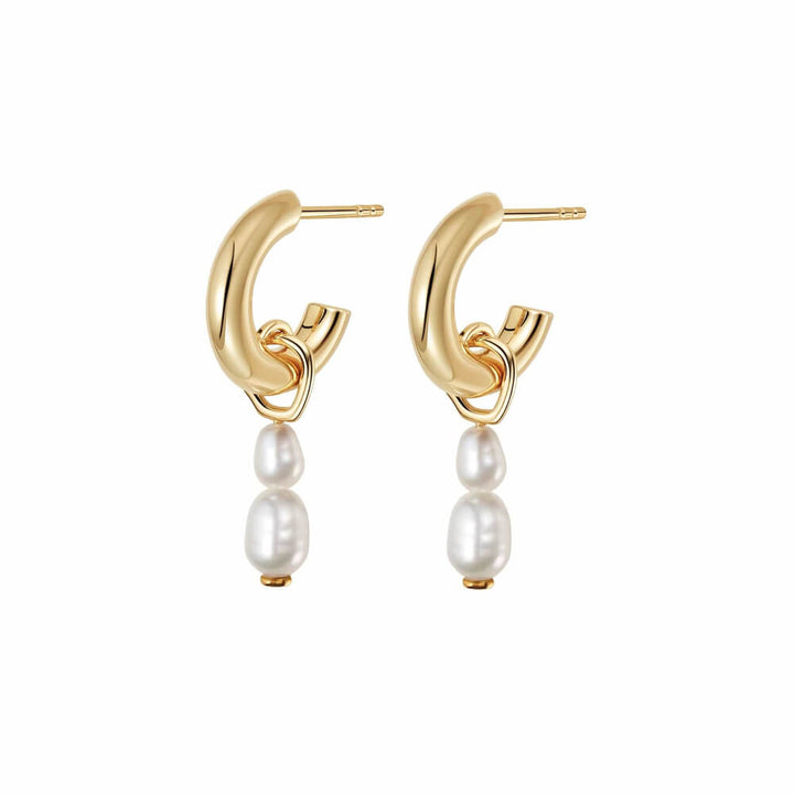 Daisy London 18ct Gold Plate Double Baroque Pearl Hoop Earrings - MococoDaisy LondonTE08_GPEarrings