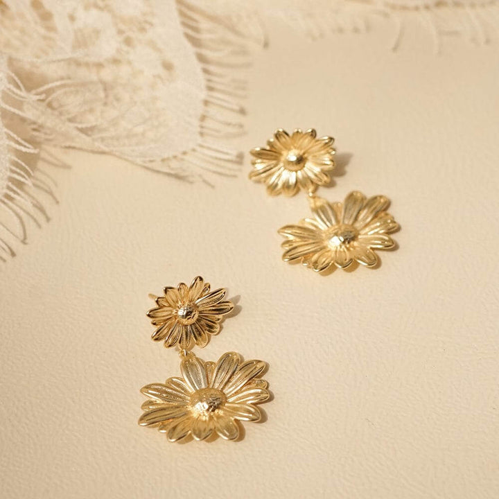 Daisy London 18ct Gold Plate Double Daisy Flower Earrings - MococoDaisy LondonDBE06_GPEarrings