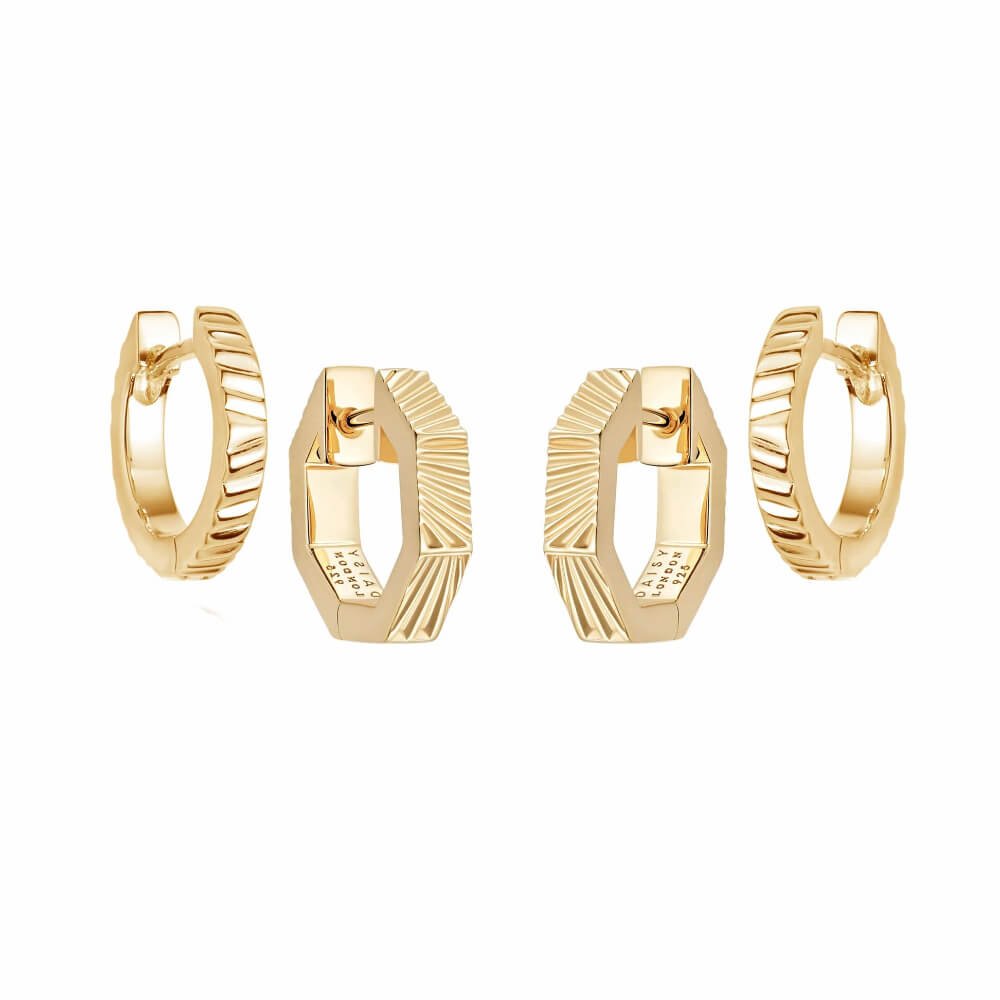 Daisy London 18ct Gold Plate Double Huggie Earring Stack - MococoDaisy LondonGSET36Earrings