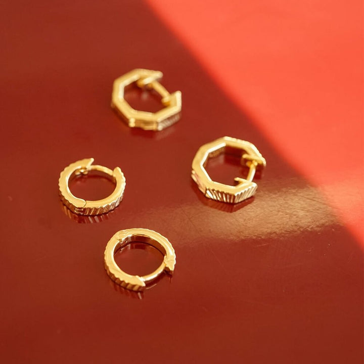 Daisy London 18ct Gold Plate Double Huggie Earring Stack - MococoDaisy LondonGSET36Earrings
