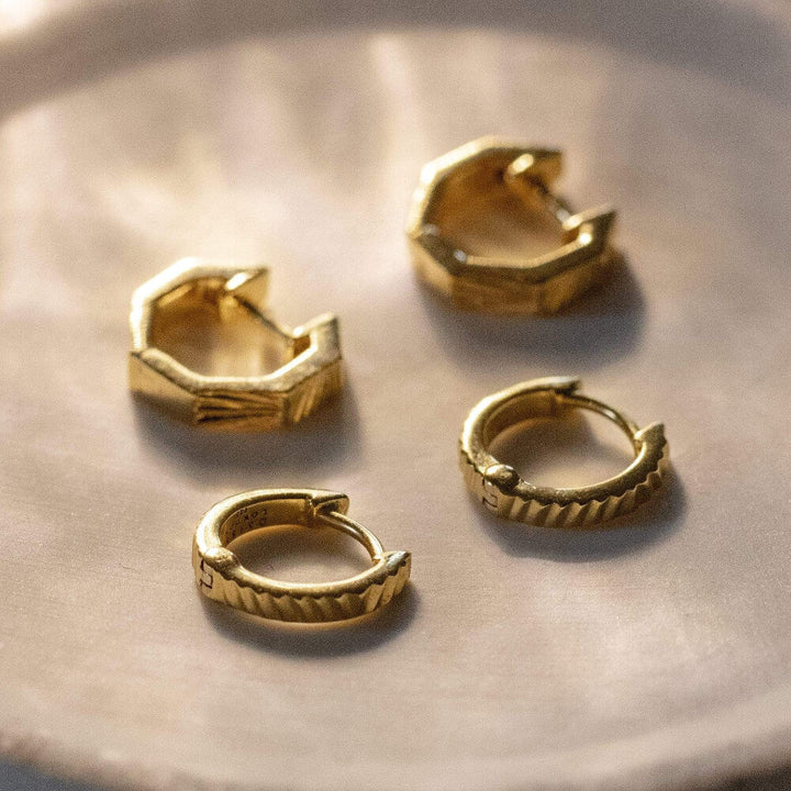 Daisy London 18ct Gold Plate Double Huggie Earring Stack - MococoDaisy LondonGSET36Earrings