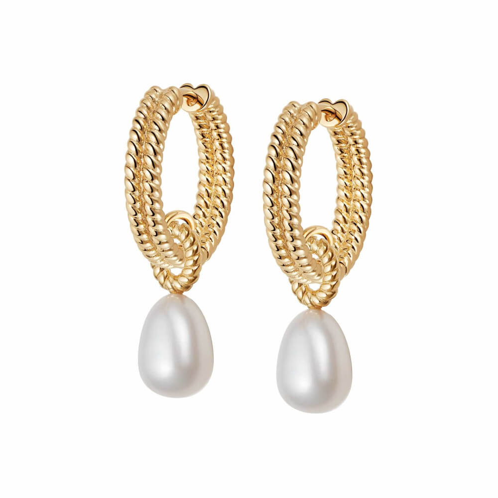 Daisy London 18ct Gold Plate Double Rope Pearl Drop Earrings - MococoDaisy LondonTE07_GPEarrings