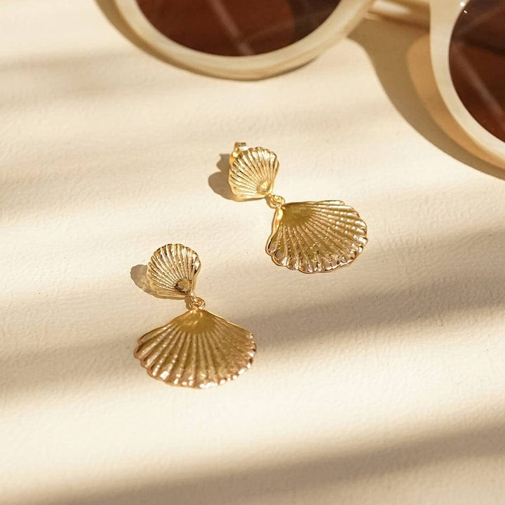 Daisy London 18ct Gold Plate Double Shell Earrings - MococoDaisy LondonSE07_GPEarrings