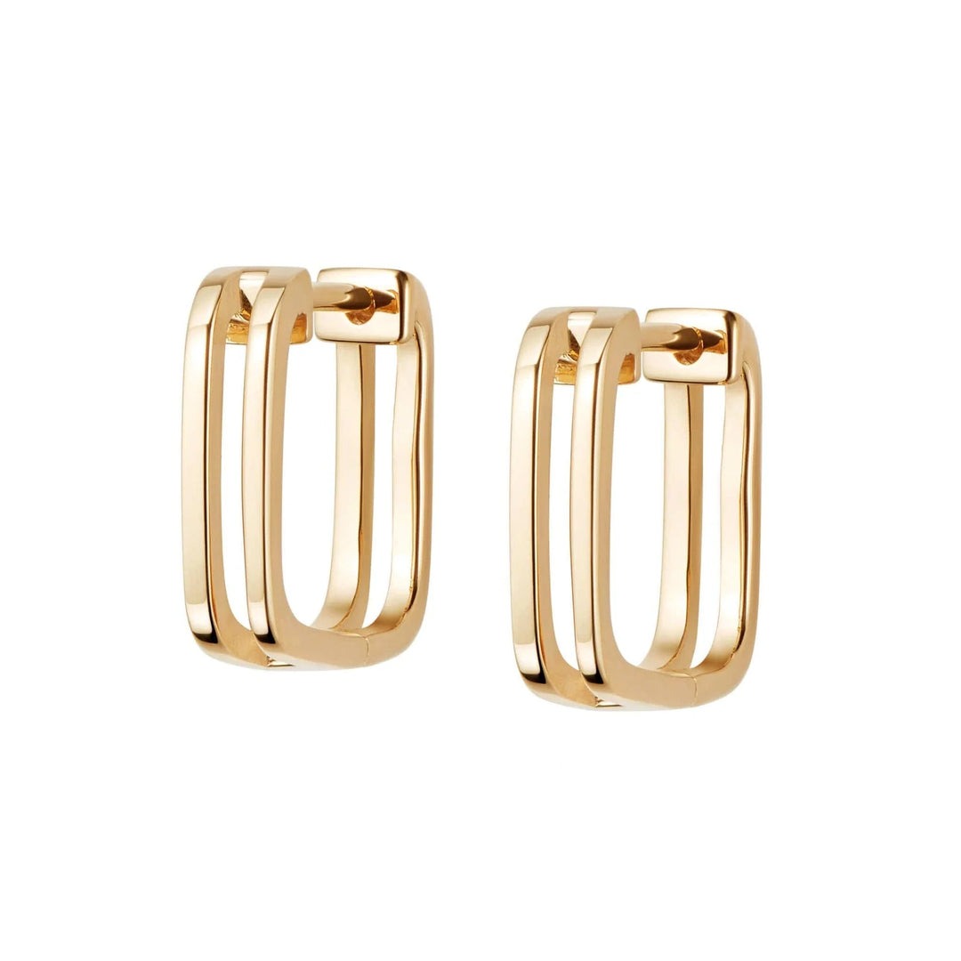 Daisy London 18ct Gold Plate Double Square Huggie Hoop Earrings - MococoDaisy LondonHUG16_GP5056104110942Earrings