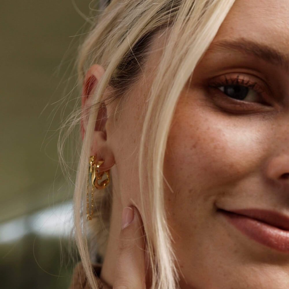 Daisy London 18ct Gold Plate Estee Lalonde Flow Midi Hoop Earrings - MococoDaisy London3ELE31_GPEarrings