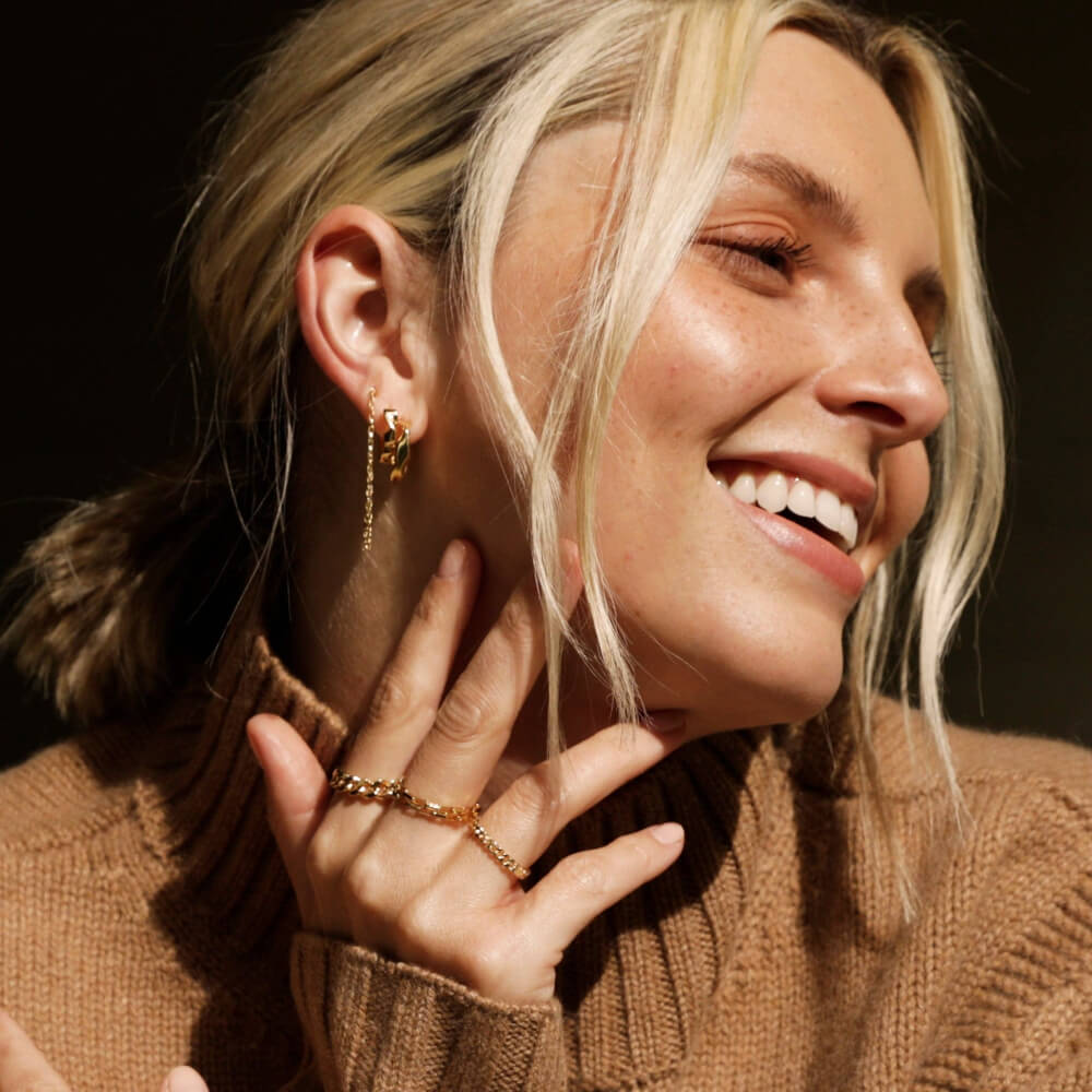 Daisy London 18ct Gold Plate Estee Lalonde Flow Midi Hoop Earrings - MococoDaisy London3ELE31_GPEarrings