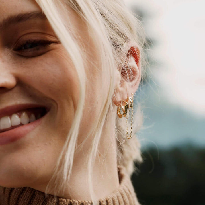 Daisy London 18ct Gold Plate Estee Lalonde Flow Midi Hoop Earrings - MococoDaisy London3ELE31_GPEarrings