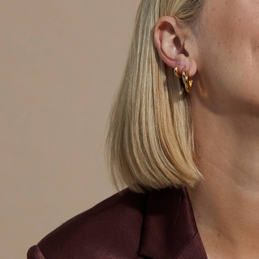 Daisy London 18ct Gold Plate Estee Lalonde Maxi Dome Hoop Earrings - MococoDaisy London4ELE42_GPEarrings