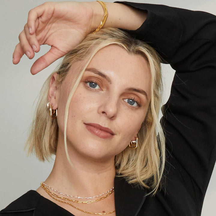 Daisy London 18ct Gold Plate Estee Lalonde Maxi Square Hoop Earrings - MococoDaisy London4ELE40_GPEarrings