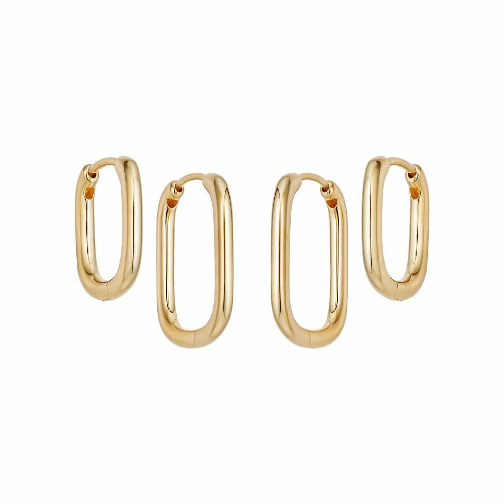 Daisy London 18ct Gold Plate Estee Lalonde Square Hoop Layering Set - MococoDaisy LondonLSET3_GPEarrings
