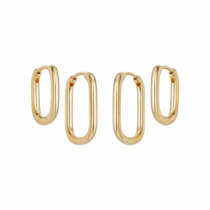 Daisy London 18ct Gold Plate Estee Lalonde Square Hoop Layering Set - MococoDaisy LondonLSET3_GPEarrings