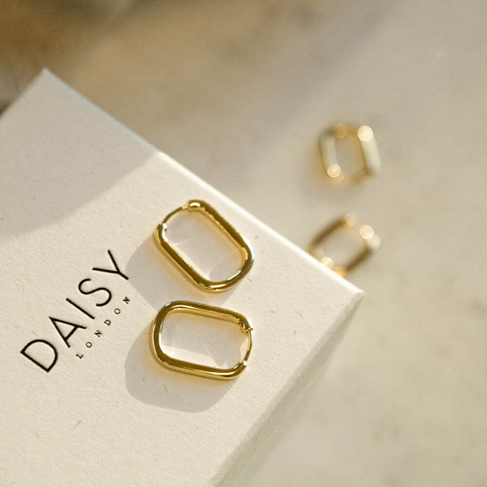 Daisy London 18ct Gold Plate Estee Lalonde Square Hoop Layering Set - MococoDaisy LondonLSET3_GPEarrings