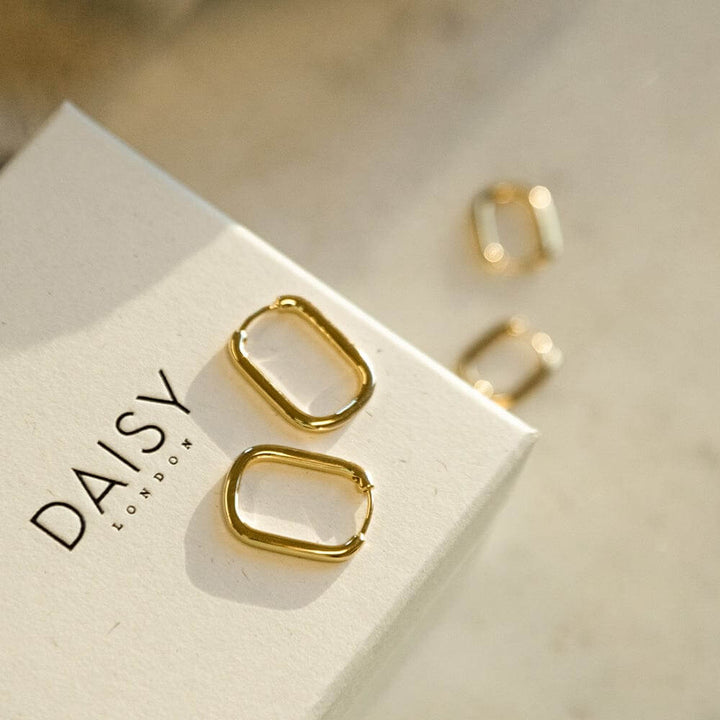 Daisy London 18ct Gold Plate Estee Lalonde Square Hoop Layering Set - MococoDaisy LondonLSET3_GPEarrings