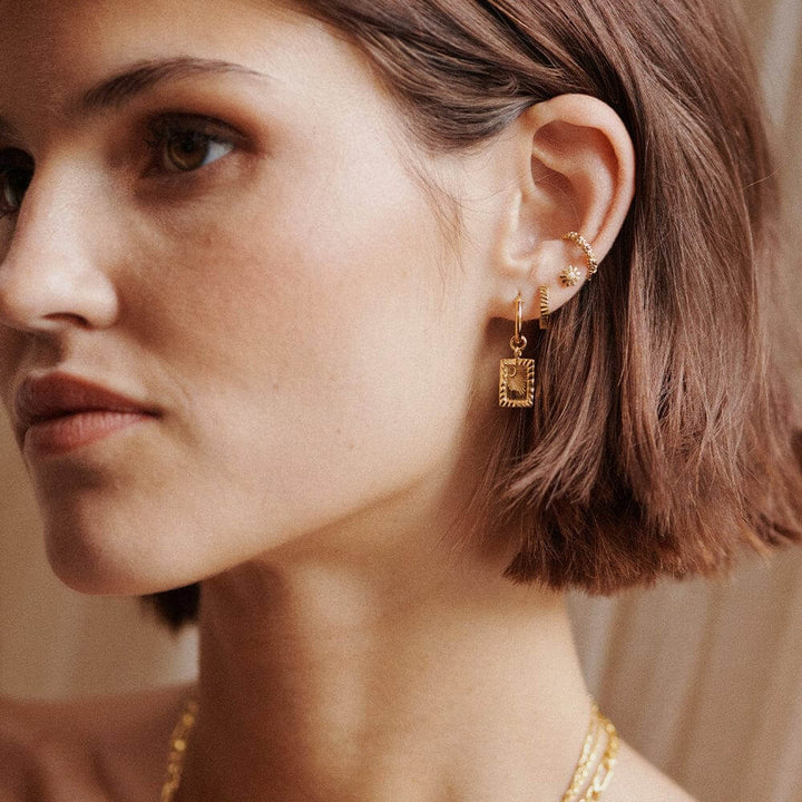 Daisy London 18ct Gold Plate Estee Lalonde Sunburst Huggie Earrings - MococoDaisy LondonELE17_GPEarrings