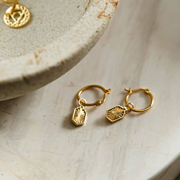 Daisy London 18ct Gold Plate Estee Lalonde Sunburst Shield Charm Earrings - MococoDaisy LondonELE15_GPEarrings