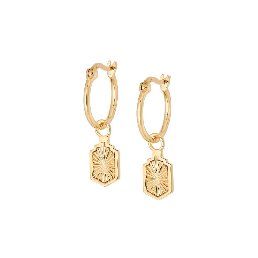 Daisy London 18ct Gold Plate Estee Lalonde Sunburst Shield Charm Earrings - MococoDaisy LondonELE15_GPEarrings