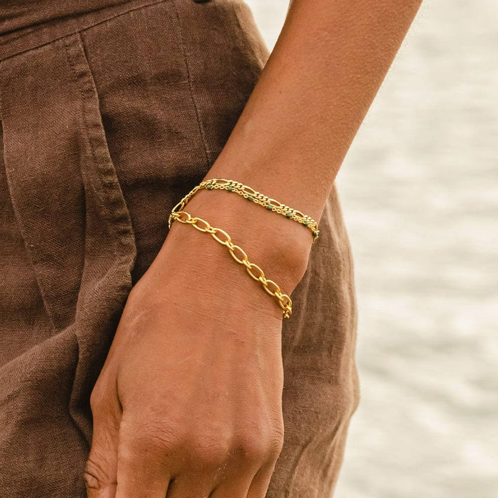 Daisy London 18ct Gold Plate Fine Figaro Chain Bracelet image 1